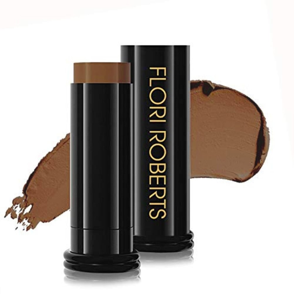 Base Strokes Crme Foundation Stick by Flori Roberts, Full Coverage for Women of Color or Deeper Skin Tones, Long Lasting Makeup, Natural Finish, Complexion Concealer & Corrector