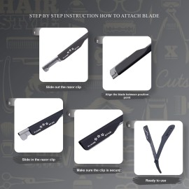 Black Straight Edge Barber Razor, Durable Plastic Handle Slide out Razor for Men with 10 Blades by FLAME STAR\'\'
