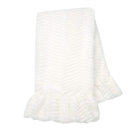 Lambs & Ivy Signature White Ruffled Lux Minky/Jersey Chevron Baby Blanket
