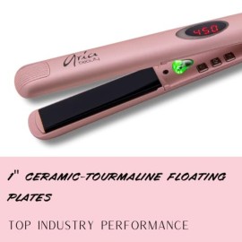 Aria Beauty Stand Out 1 Rose Gold Infrared Straightener Flat Iron Heats to 450 Degrees, 1 inch Plates, Top Industry Performance, Dual Voltage, 9ft Cord