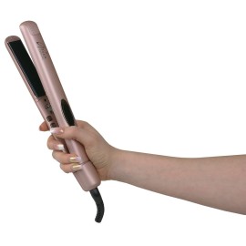 Aria Beauty Stand Out 1 Rose Gold Infrared Straightener Flat Iron Heats to 450 Degrees, 1 inch Plates, Top Industry Performance, Dual Voltage, 9ft Cord