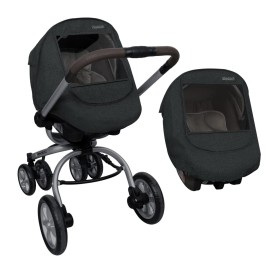 Manito Melange Infant Car Seat Weather Shield - Universal-Fit, Clear Window, Windproof, Water-Repellent, Premium Baby Car Seat Cover for Travel & Outdoor Weather Protection (Charcoal Grey)