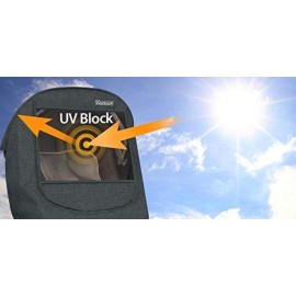 Manito Melange Infant Car Seat Weather Shield - Universal-Fit, Clear Window, Windproof, Water-Repellent, Premium Baby Car Seat Cover for Travel & Outdoor Weather Protection (Charcoal Grey)