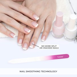 Lindo Set of 3 Premium Crystal Glass Nail Files European Etching Thermal Tempering Files Smooth Never Wears Out