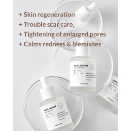 HERBNOTE Snail Mucin Repair Ampoule - Boost Skin Regeneration, Tighten Enlarged Pores, Reduce Redness & Blemishes - 85% Snail Secretion Filtrate, 2% Niacinamide & EGF, 1.52 fl.oz.