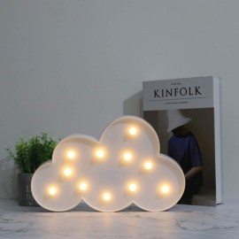 Vicila White LED Cloud Marquee Signs, Light Up Cloud Decorative Signs Hanging Hole Nursery Room Night Light for Baby Shower, Party Supply, Christmas Decor-White