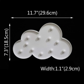 Vicila White LED Cloud Marquee Signs, Light Up Cloud Decorative Signs Hanging Hole Nursery Room Night Light for Baby Shower, Party Supply, Christmas Decor-White