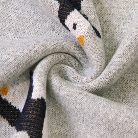 mimixiong 100% Cotton Knitted Baby Blanket Toddler Swaddling Blanket for Newborn Baby with Cute Penguin Pattern Grey Size 30 x 40 inches