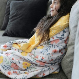 GRACED SOFT LUXURIES Softest Large 100% Cotton Muslin Quilt, 47 x 47 Reversible Printed Cotton Baby Receiving Blanket (Floral Burst)