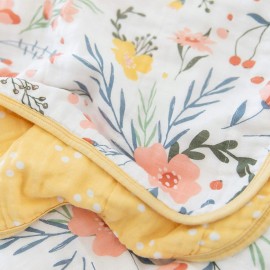 GRACED SOFT LUXURIES Softest Large 100% Cotton Muslin Quilt, 47 x 47 Reversible Printed Cotton Baby Receiving Blanket (Floral Burst)