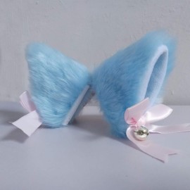 Sheicon Cat Ears with Bell Furry Neko Ears Headband Hair Clip Headwear Anime Cosplay For Halloween Costume Color Blue Sheicon Cat Ears with Bell Furry Neko Ears Headband Hair Clip Headwear Anime Cosplay For Halloween Costume Color Blue