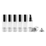 Cornucopia Brands Airless Pump Bottles (6-Pack, 1oz); Refillable Makeup Foundation Containers