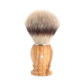 MHLE Classic Olive Wood Medium Silvertip Fiber Shaving Brush - Synthetic Luxury Shave Brush for Men, Rich Lather