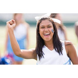 Kenz Laurenz Glitter Cheer Bows Cheerleading Softball Gifts, Team Bow with Ponytail Holder Complete your Cheerleader Outfit, Strong Hair Ties Bands Elastics for Girls and Women, Green (Pack of 1)