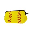 AJLTPA Cosmetic Bag Waterproof Neoprene Zipper Pouch Travel Portable Toiletry Makeup Bags Organizer Case for Women and Girls, Teen Girl Team Player Mom Coaches, Softball