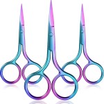 Mudder 3 Pack Small Nose Scissors Facial Hair Trimming Mini Beauty Stainless Steel Grooming Pointed Scissor for Grooming Eyebrows, Nose, Mustache, Beard (Rainbow Color)