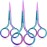 Mudder 3 Pack Small Nose Scissors Facial Hair Trimming Mini Beauty Stainless Steel Grooming Pointed Scissor for Grooming Eyebrows, Nose, Mustache, Beard (Rainbow Color)