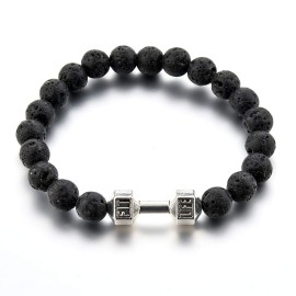 Mystiqs Lava Rock Beaded Bracelet Essential Oil Diffuser for Men,Women Aromatherapy Ideal for Anti-Stress or Anti-Anxiety (Pure Black Lava)