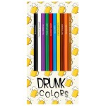 Drunk Colors Colored Pencil Set | Set of 12 Alcohol-Themed Pencils | Each Color Pencil is Foil-Stamped with Clever Alcohol References