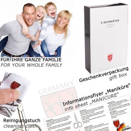 3 Swords Germany - Brand Quality 12 Piece Manicure Pedicure Grooming kit Set for Professional Finger & Toe Nail Care with Black Genuine Leather case - Made in Germany 3 Swords Germany - Brand Quality 12 Piece Manicure Pedicure Grooming kit Set for Professional Finger & Toe Nail Care with Black Genuine Leather case - Made in Germany