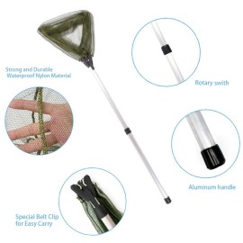 YVLEEN Kids Fishing Net for Lakes - Minnow Nets for Kids - Aluminum Collapsible Telescopic Fishing Pole Handle and Nylon Mesh Small Fishing net - Butterfly Nets for Kids Outdoor Playing