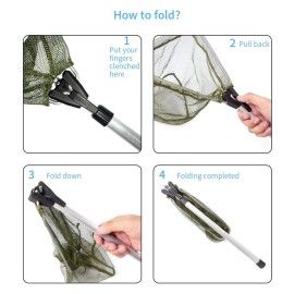 YVLEEN Kids Fishing Net for Lakes - Minnow Nets for Kids - Aluminum Collapsible Telescopic Fishing Pole Handle and Nylon Mesh Small Fishing net - Butterfly Nets for Kids Outdoor Playing