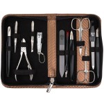 3 Swords Germany - Brand Quality 12 Piece Manicure Pedicure Grooming kit Set for Professional Finger & Toe Nail Care with Copper Synthetic Leather case - Made in Germany