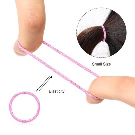 200 Pieces No-metal Hair Elastics Hair Ties Ponytail Holders Hair Bands (2 Mm, Glitter Multicolor)
