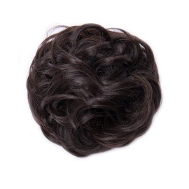 Benehair Hair Bun Hairpiece Scrunchy Updo Hair Pieces Fluffy Scrunchies Donut Hairpiece Synthetic Curly Wavy Messy Chignons With Elastic Rubber Band Medium Brown-Thicker 1pc 35g