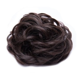 Benehair Hair Bun Hairpiece Scrunchy Updo Hair Pieces Fluffy Scrunchies Donut Hairpiece Synthetic Curly Wavy Messy Chignons With Elastic Rubber Band Medium Brown-Thicker 1pc 35g