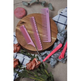 xnicx 6pcs Pink Professional Hair Combs Set - Carbon Fiber Barber Combs with Wide Tooth, Rat Tail for Parting, Teasing, and Styling Hair for Women and Men