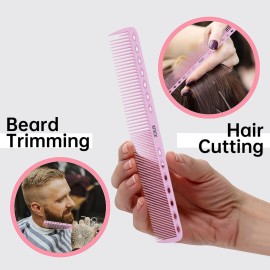 xnicx 6pcs Pink Professional Hair Combs Set - Carbon Fiber Barber Combs with Wide Tooth, Rat Tail for Parting, Teasing, and Styling Hair for Women and Men