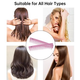 xnicx 6pcs Pink Professional Hair Combs Set - Carbon Fiber Barber Combs with Wide Tooth, Rat Tail for Parting, Teasing, and Styling Hair for Women and Men