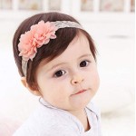 Kercisbeauty Baby Girls Pink Bows Headband Lace Flower Headwear for Toddler Babies Elastic Adjustable Head piece Wreath Halloween Holiday Sunday Headband (Orange)