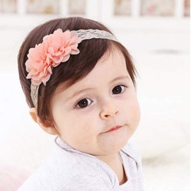 Kercisbeauty Baby Girls Pink Bows Headband Lace Flower Headwear for Toddler Babies Elastic Adjustable Head piece Wreath Halloween Holiday Sunday Headband (Orange)