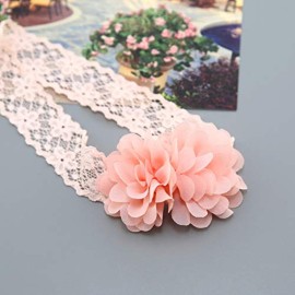 Kercisbeauty Baby Girls Pink Bows Headband Lace Flower Headwear for Toddler Babies Elastic Adjustable Head piece Wreath Halloween Holiday Sunday Headband (Orange)