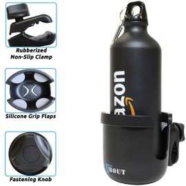 W4W Universal Stroller Cup Holder - Mega Strength Adjustable Clamp fits on Any Bike, Walker, Wheel Chair, Car - Large Adjustable Drink Holder fits Any Size Cup, Water Bottle, Can etc.