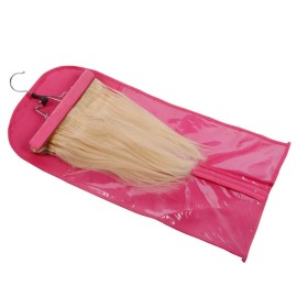 Pink Dust-proof Wig Storage Bag with Hanger - Portable Hair Extensions Bag