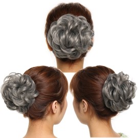 Benehair Hair Bun Hairpiece Scrunchy Updo Hair Pieces Fluffy Scrunchies Donut Hairpiece Synthetic Curly Wavy Messy Chignons With Elastic Rubber Band Dark Grey-Thicker 2pcs 70g Benehair Hair Bun Hairpiece Scrunchy Updo Hair Pieces Fluffy Scrunchies Donut Hairpiece Synthetic Curly Wavy Messy Chignons With Elastic Rubber Band Dark Grey-Thicker 2pcs 70g