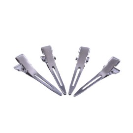 50 Pcs 1.77 Inches Single Prong Curl Clips Duck Billed Clips Silver Hair Clips Metal Alligator Hair Pins for Hair Extensions