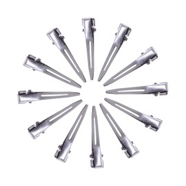 50 Pcs 1.77 Inches Single Prong Curl Clips Duck Billed Clips Silver Hair Clips Metal Alligator Hair Pins for Hair Extensions