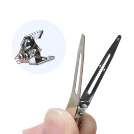 50 Pcs 1.77 Inches Single Prong Curl Clips Duck Billed Clips Silver Hair Clips Metal Alligator Hair Pins for Hair Extensions