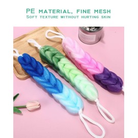 AARainbow 4 Packs Long Stretch Back Sponge with Rope Handles Back Scrubber Body Sponges for Bathing, Bath Shower Mesh Sponge Body Deep Cleaning for Men & Women (H-Gradient Color) AARainbow 4 Packs Long Stretch Back Sponge with Rope Handles Back Scrubber Body Sponges for Bathing, Bath Shower Mesh Sponge Body Deep Cleaning for Men & Women (H-Gradient Color)