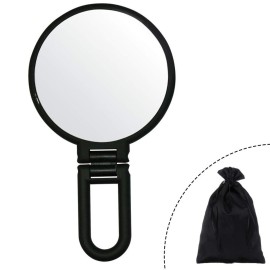 Aestivate Makeup Hand Mirror, Travel Handheld Mirror Double-Sided 360 Adjustable Cosmetic Hand Mirror Round Black