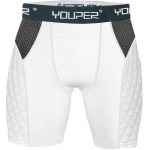 Youper Youth Elite Compression Padded Sliding Shorts w/Cup Pocket for Baseball, Football (White, X-Large)
