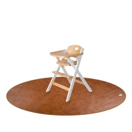 Linkidea Vegan Leather Splat Mat for Under High Chair - Floor Protector for Kids, Reusable Infant Food Splash Spill Mat, Portable Picnic Blanket Outdoor (Brown)