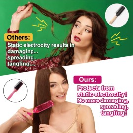 BS Anti Static Hairbrush [Made in Japan] 7 Row Curly Hair Brush for Styling, Blow-Drying, and Detangling, Static Free Hair Brushes for Women (Pink)