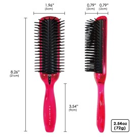 BS Anti Static Hairbrush [Made in Japan] 7 Row Curly Hair Brush for Styling, Blow-Drying, and Detangling, Static Free Hair Brushes for Women (Pink)