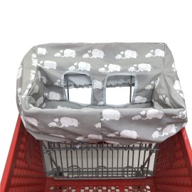 Portable Shopping Cart Cover, High Chair and Grocery Cart Covers for Babies, Kids, Infants & Toddlers, Attached Carry Bag (Simple White Elephant)