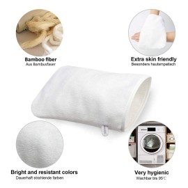 PHOGARY 10 Pack Microfiber Body Wash Mitts, Soft Face Mitten, Bath Spa Cloth, Reusable Makeup Remover Mitt Gloves, European Style Wash Cloth, 68 inch, White and Grey